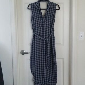 Warehouse Long Black Checkered Top UK Sz 10